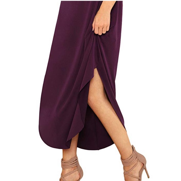 The Amelia Halter Asymmetrical Hem Maxi Dress - Picture 4 of 5